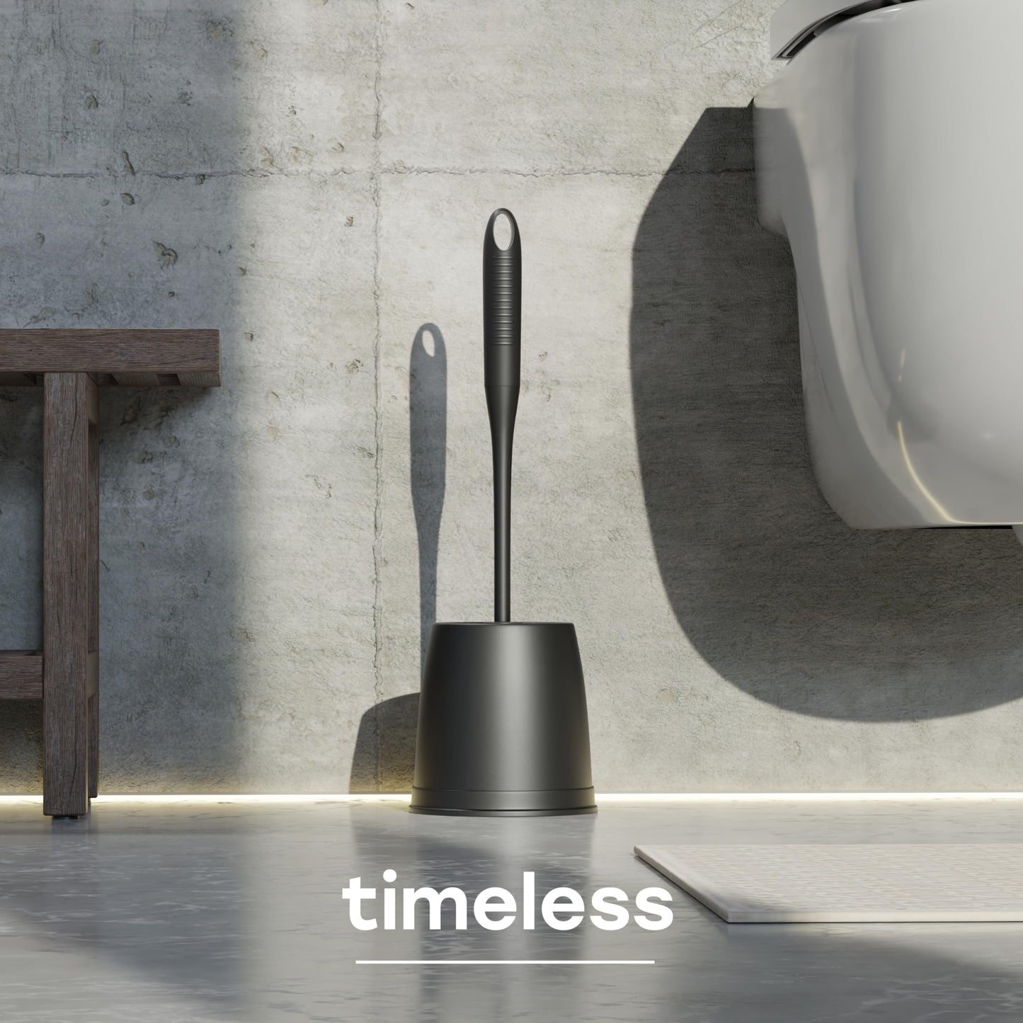 SAVEGA Toilet Brush Black with Innovative Bristles – Non-Slip Toilet Brush and Holder Set – Stylish and Hygienic Design (Matt Black and Grey)