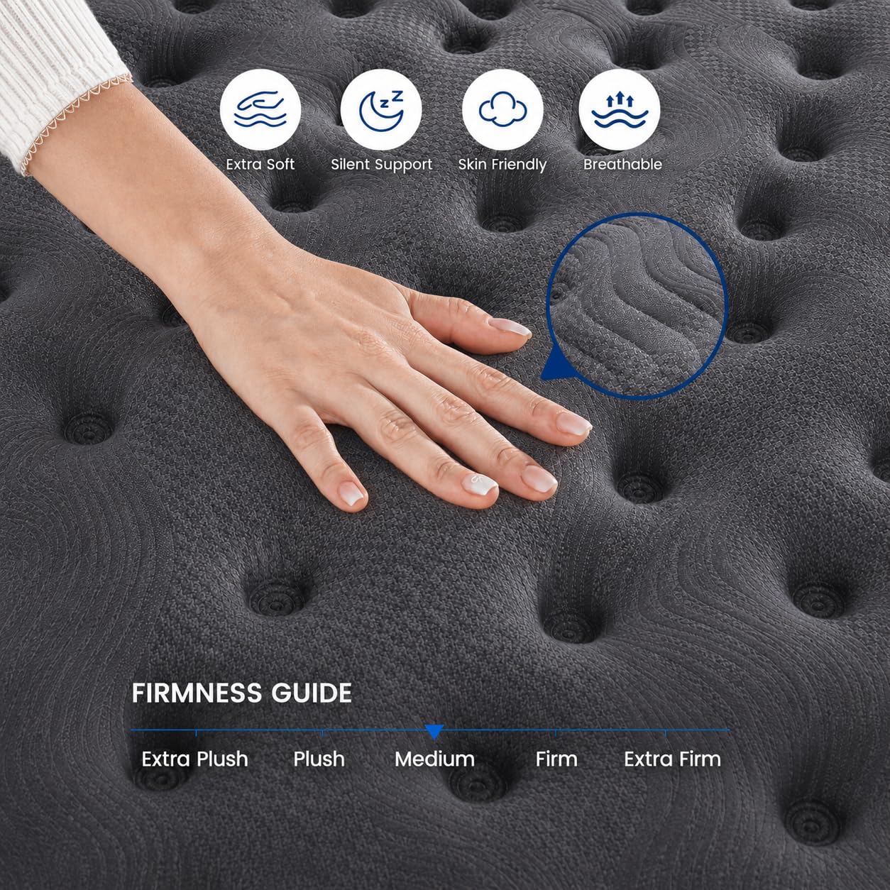 MAAHshMallow Single Mattress 3FT (90x190x26cm), Orthopaedic Memory Foam Mattress, Medium Firm Pressure Relief Comfort, Breathable Cover