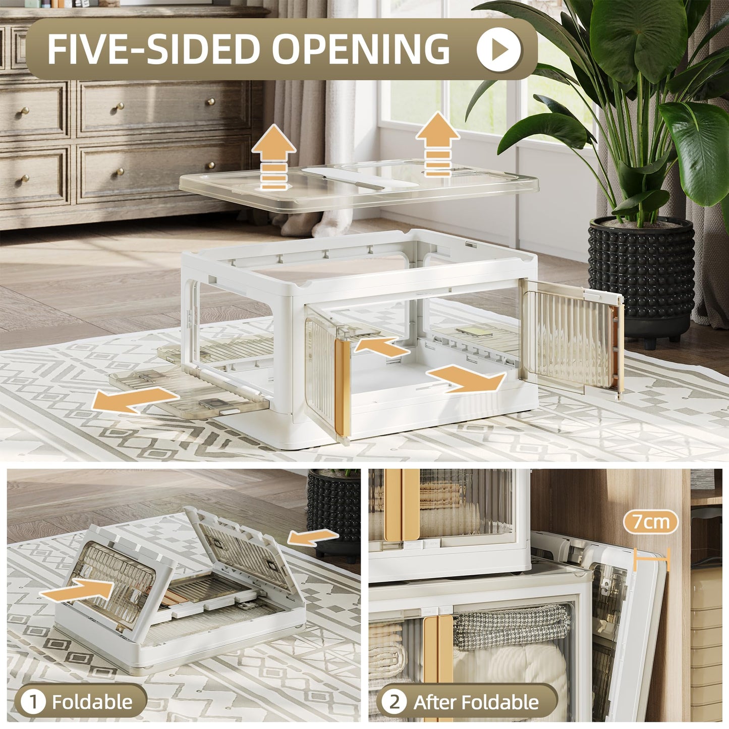 NETEL Storage Boxes With Lids, 4 x 116 L Plastic Storage Box with Lid, Stackable storage Boxes with wheels, Transparent Wardrobe Storage Organiser
