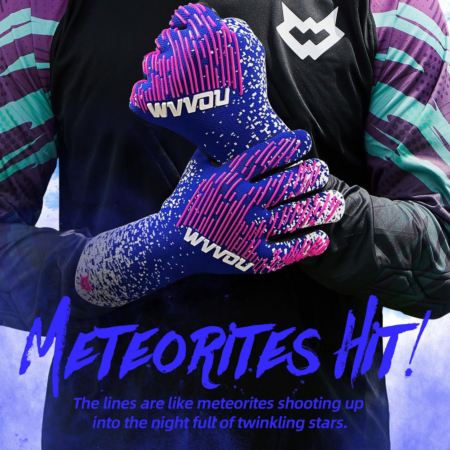 WVVOU Football Goalkeeper Gloves, Soccer Goalie Gloves Youth Adults, High Performance Goalkeeper Gloves, Breathable Soccer Gloves, 4+3mm Super Grip