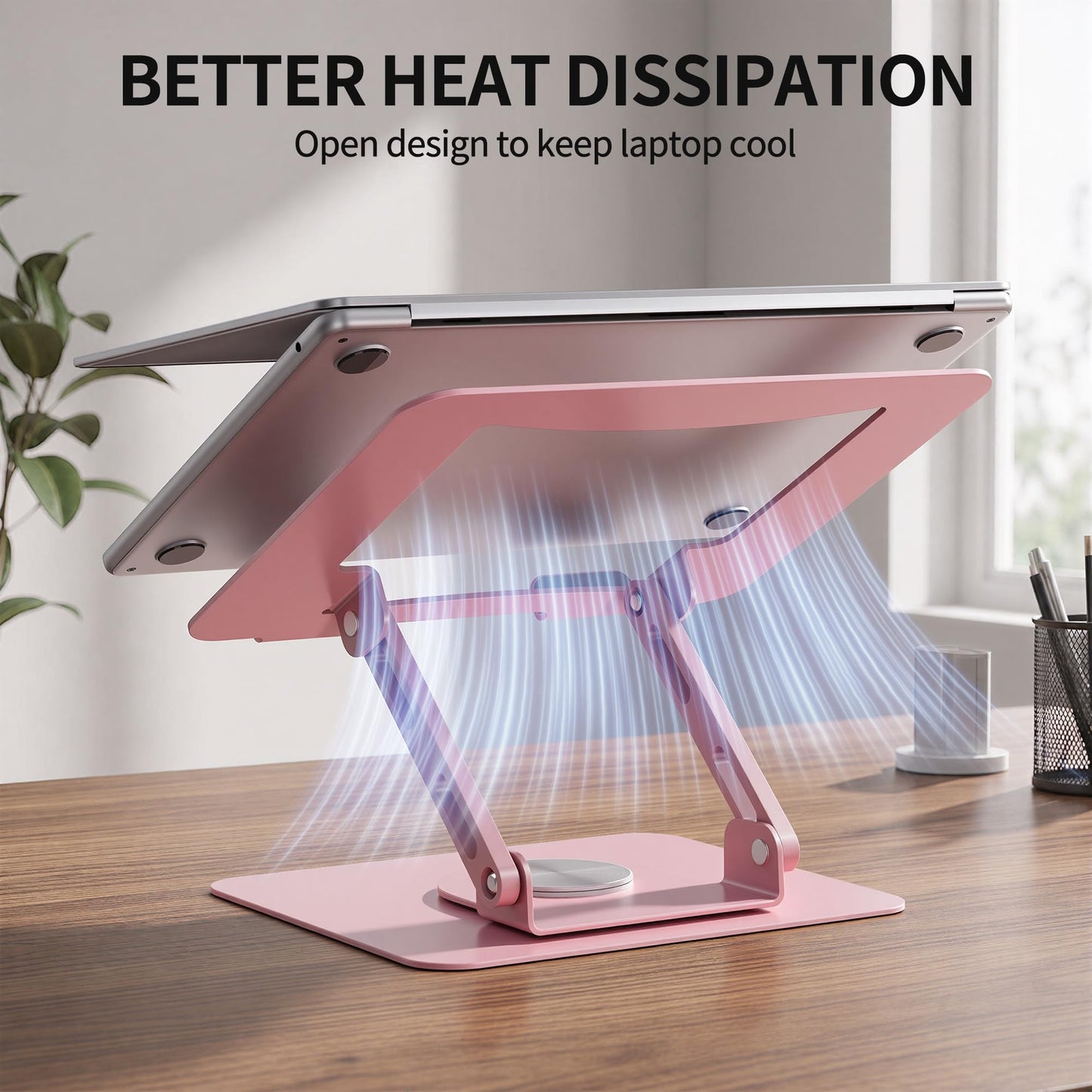 SOUNDANCE 360 Rotating Laptop Stand, Adjustable Riser,10-17", Pink