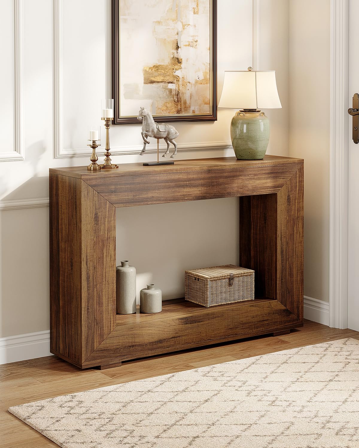 LITTLE TREE 47 Inches Console Table, Sofa Table with Storage, Modern Entryway Furniture for Hallway, Narrow Long Sofa Entryway Table for Living Room