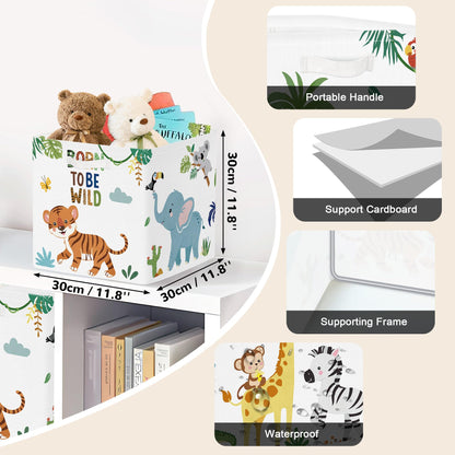 Clastyle 3 pcs Animals Cube Storage Boxes for Shelves Kallax Boxes