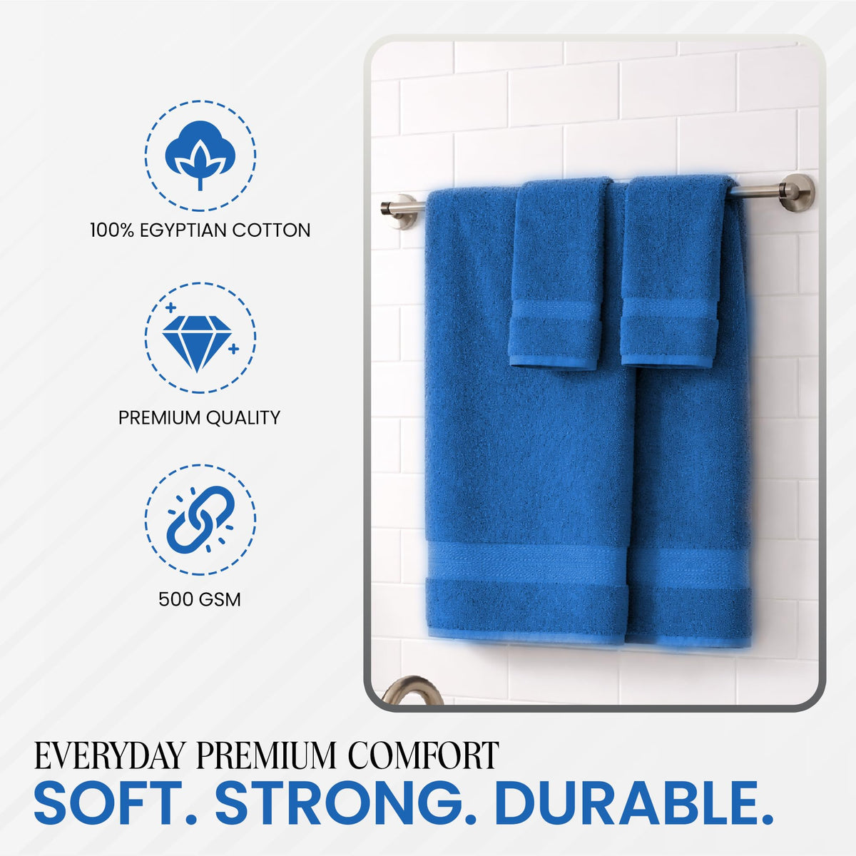 RAYMSTER 10 Piece Egyptian Cotton Towel Set - 2 Bath, 4 Face, & 4 Hand Towels Set for Daily Use - Soft, Highly Absorbent, Quick Dry, and Lightweight