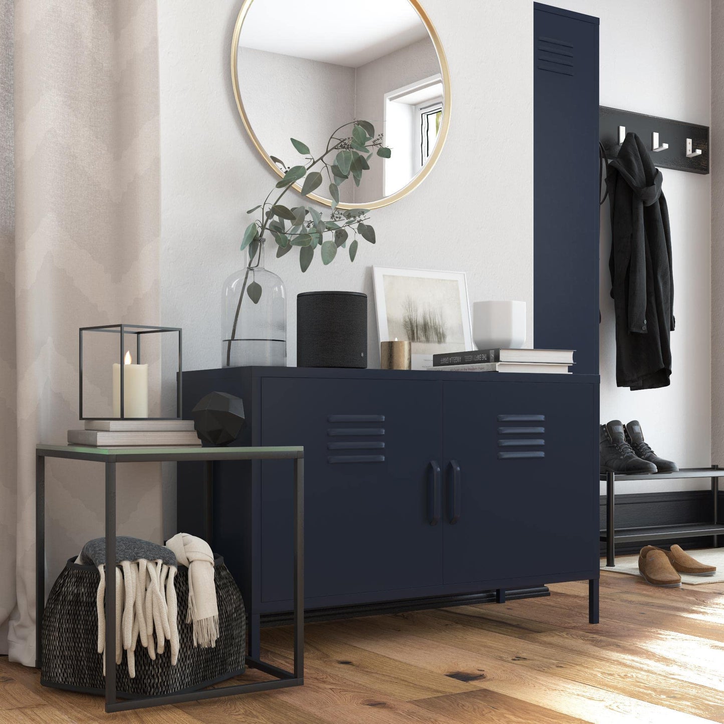 DHP Furniture Bradford 2 Door Metal Accent Cabinet Navy