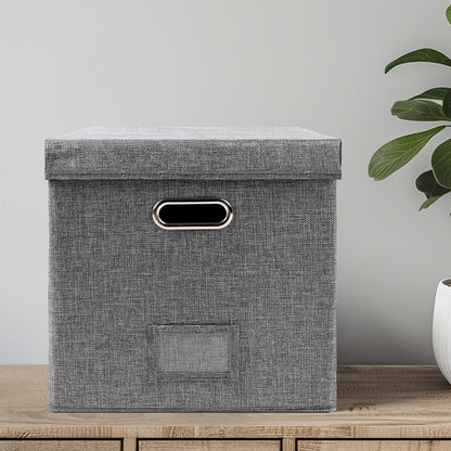 flaxarne Decorative Vinyl Record CD Storage Box with lid and Reinforced Handle Collapsible Storage Box for 50+ Single LPs 33 * 33 * 33cm