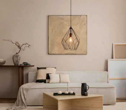Eglo Carlton Vintage Pendant Light, Retro/Industrial Design Ceiling Lamp, Black Steel Hanging Lighting, E27 Socket