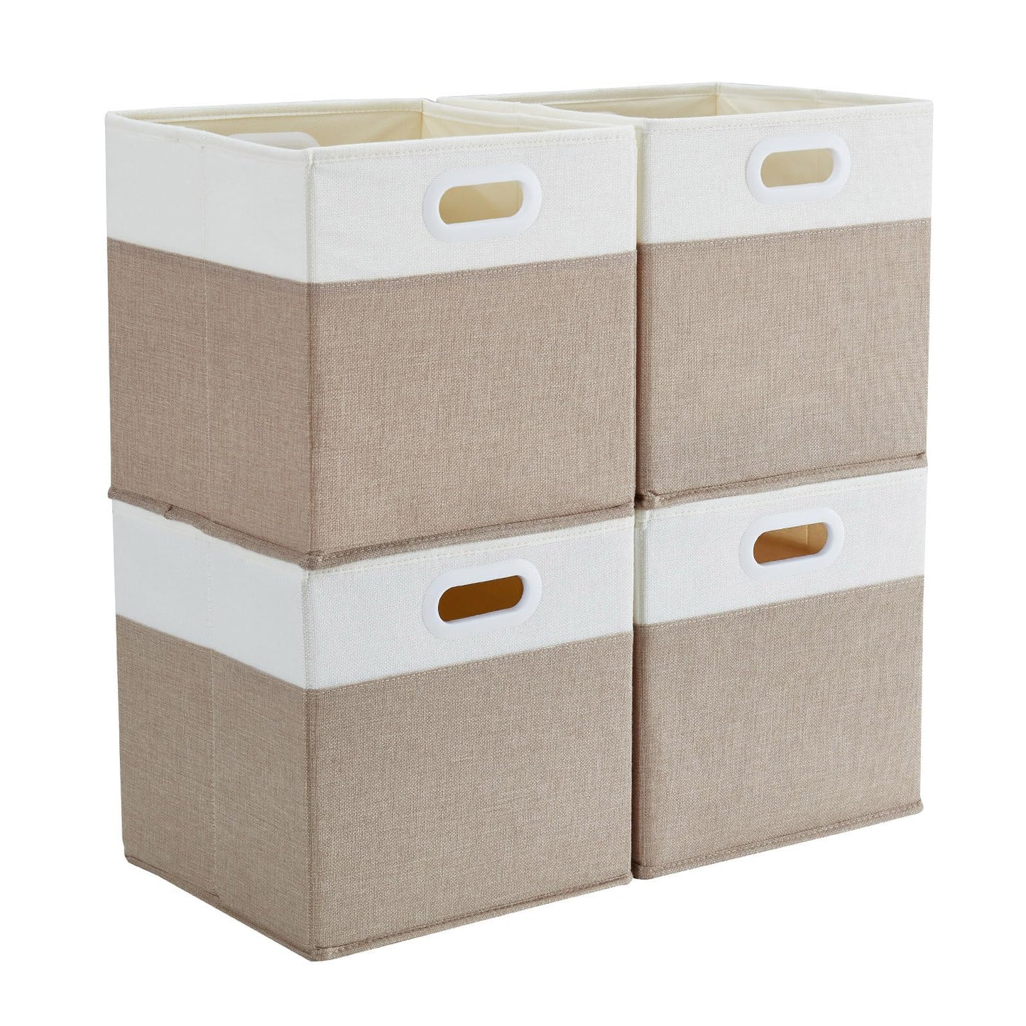 Mangata Cube Storage Boxes 33x33x33cm, Light Khaki Cream White, 4Pcs