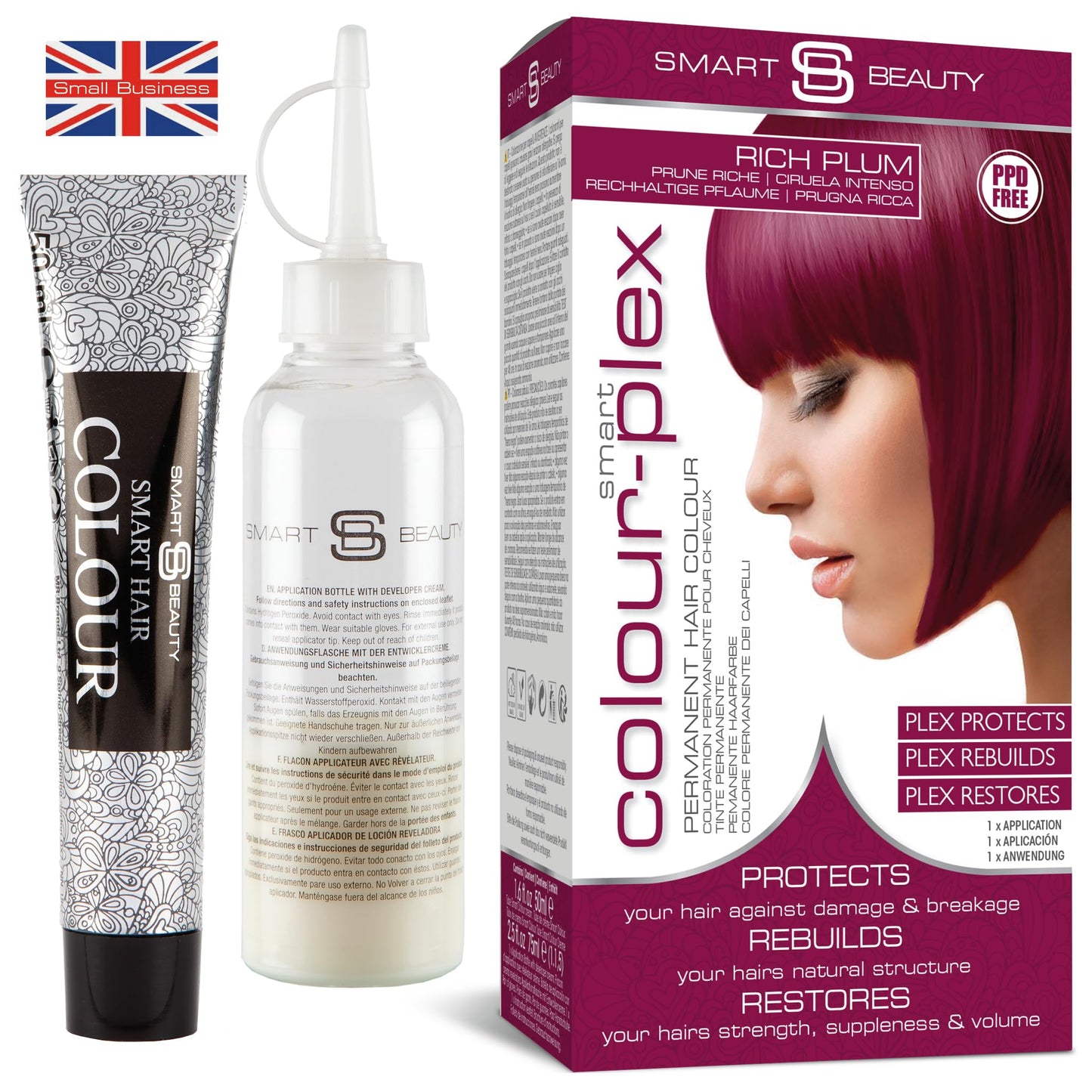 Rich Plum Hair Dye Permanent with Anti-Breakage Plex Hair Care, Vegan Hair Dye & Cruelty-Free, PPD Free Hair dye, Grey Coverage, Warm Plum Hair