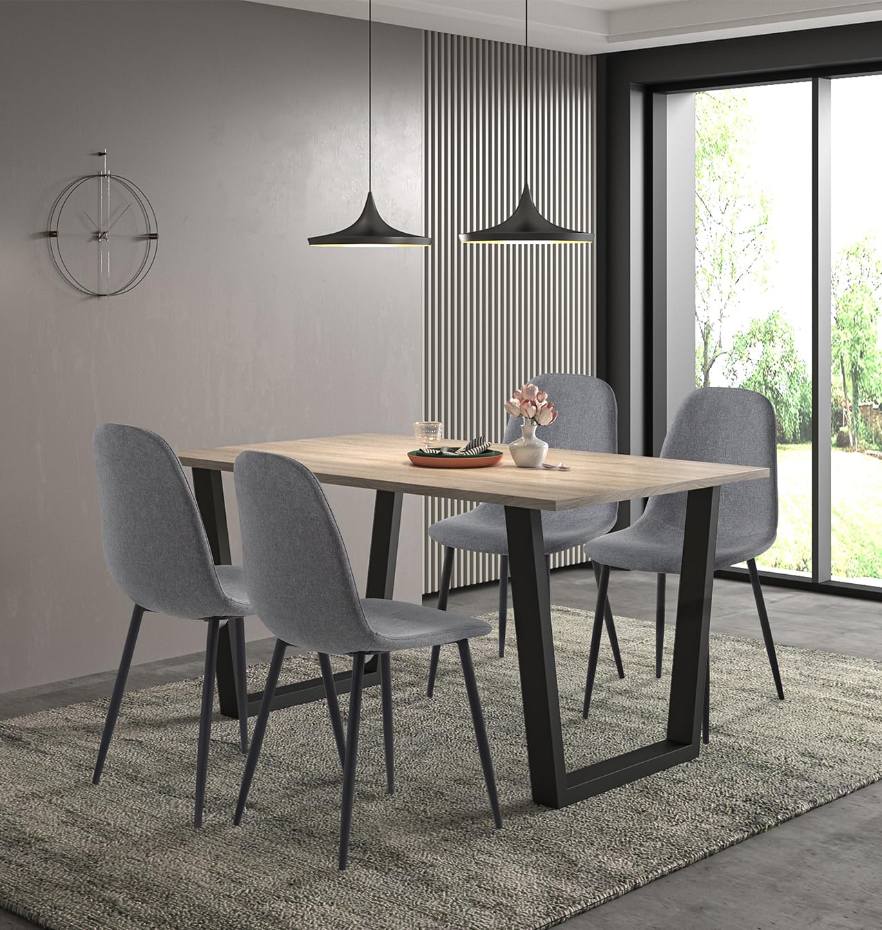 Hallowood Furniture Dudley Oak Effect Dining Table and Chairs Set 4, 150cm