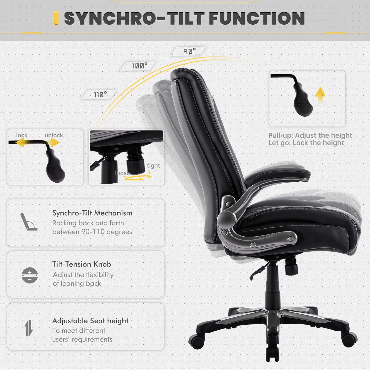 COLAMY Big and Tall Office Chair 400lbs, PU Leather Executive Office Chair for Heavy People