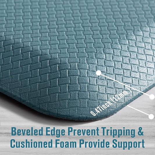 Carvapet Non Slip Kitchen Mat Anti Fatigue Standing Mats Cushioned Comfort Kitchen Floor Mats PVC Waterproof Runner Rug for Standing Desk, Kitchen,