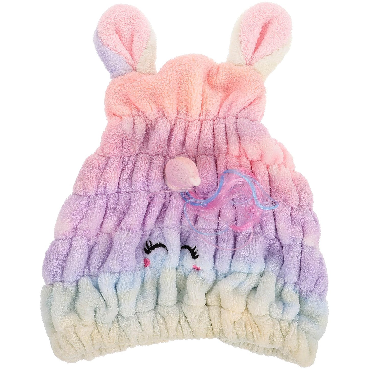 FOMIYES Unicorn Hair Towel Wrap Dry Hair Cap Soft Coral Fleece Absorbent Shower Cap for Women and Kids Drying Turban