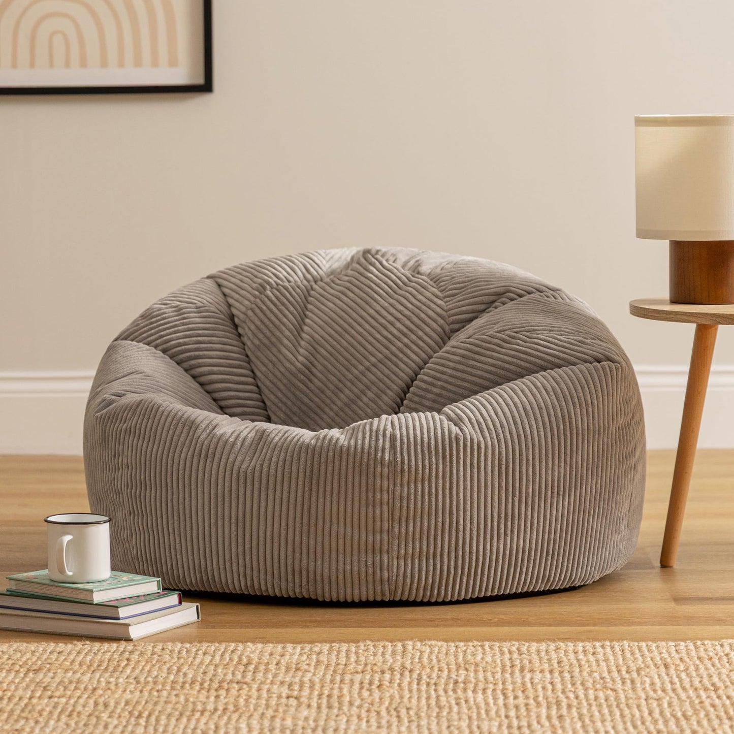 icon Kingston Cord Bean Bag with Filling Included, Grey