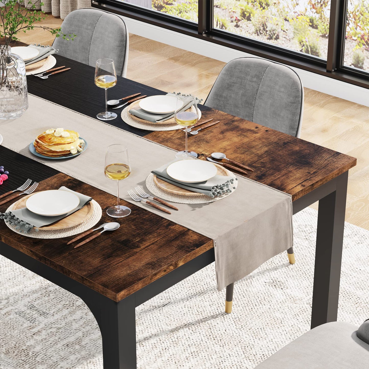 Tribesigns 180 x 80 cm Dining Table, Industrial Kitchen Table for 6-8 Person, Rectangular Dinner Table for Dining Room Kitchen Living Room