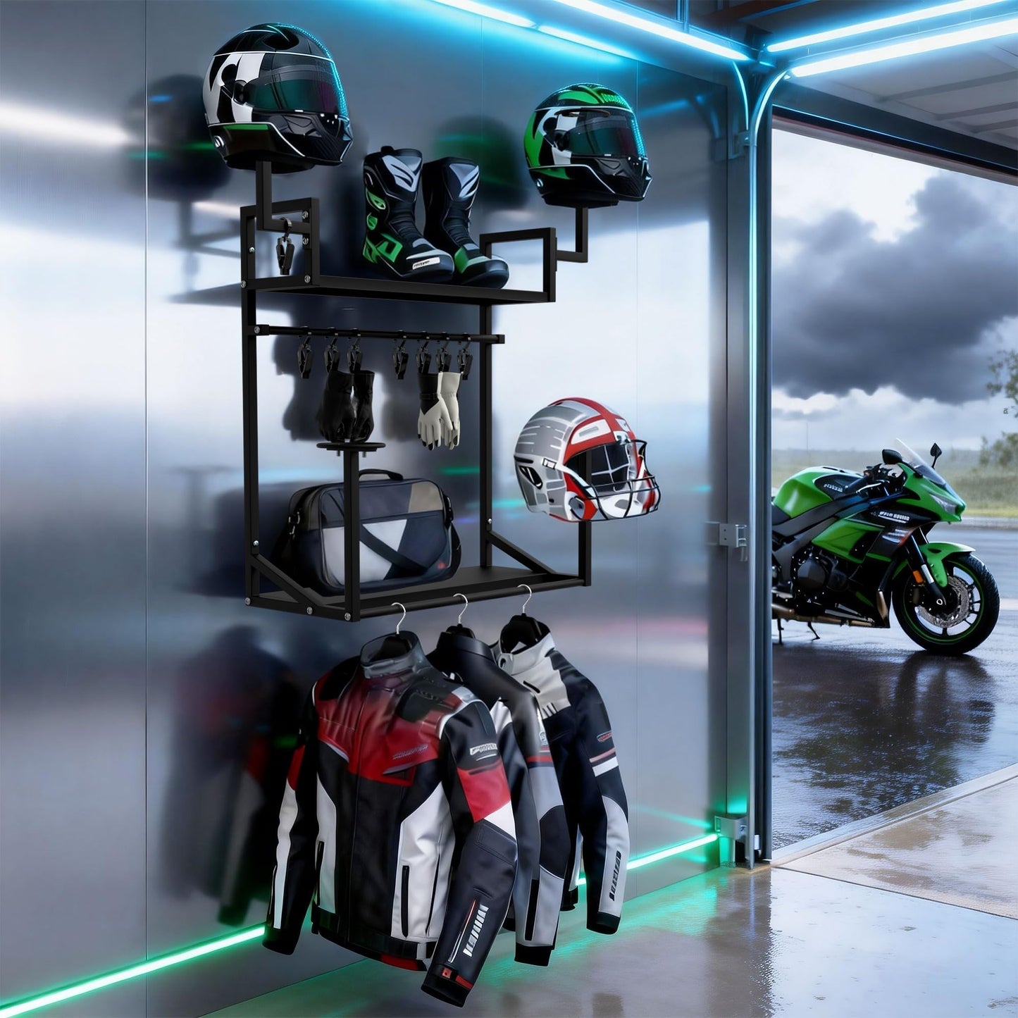 Anvuda Motorcycle 4-Helmet Holder, Helmet Wall Mount, Heavy-Duty, Size L