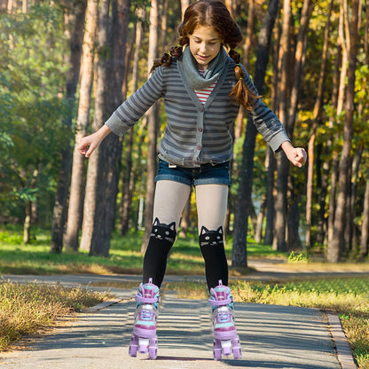 OLYSPM Roller skates kids Roller boots,8 Light up Wheels and 4 Sizes Adjustable,Quad skates with storage bag,Double-row Roller Skates for girls,boys