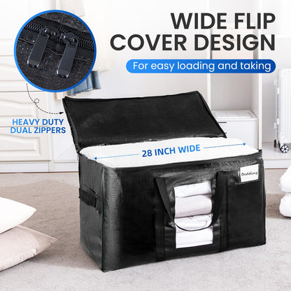 TAILI Moving Bags Extra Large Heavy Duty 6 Pack,Clear Window & Reinforced Handles, Storage Bags with Zips for
