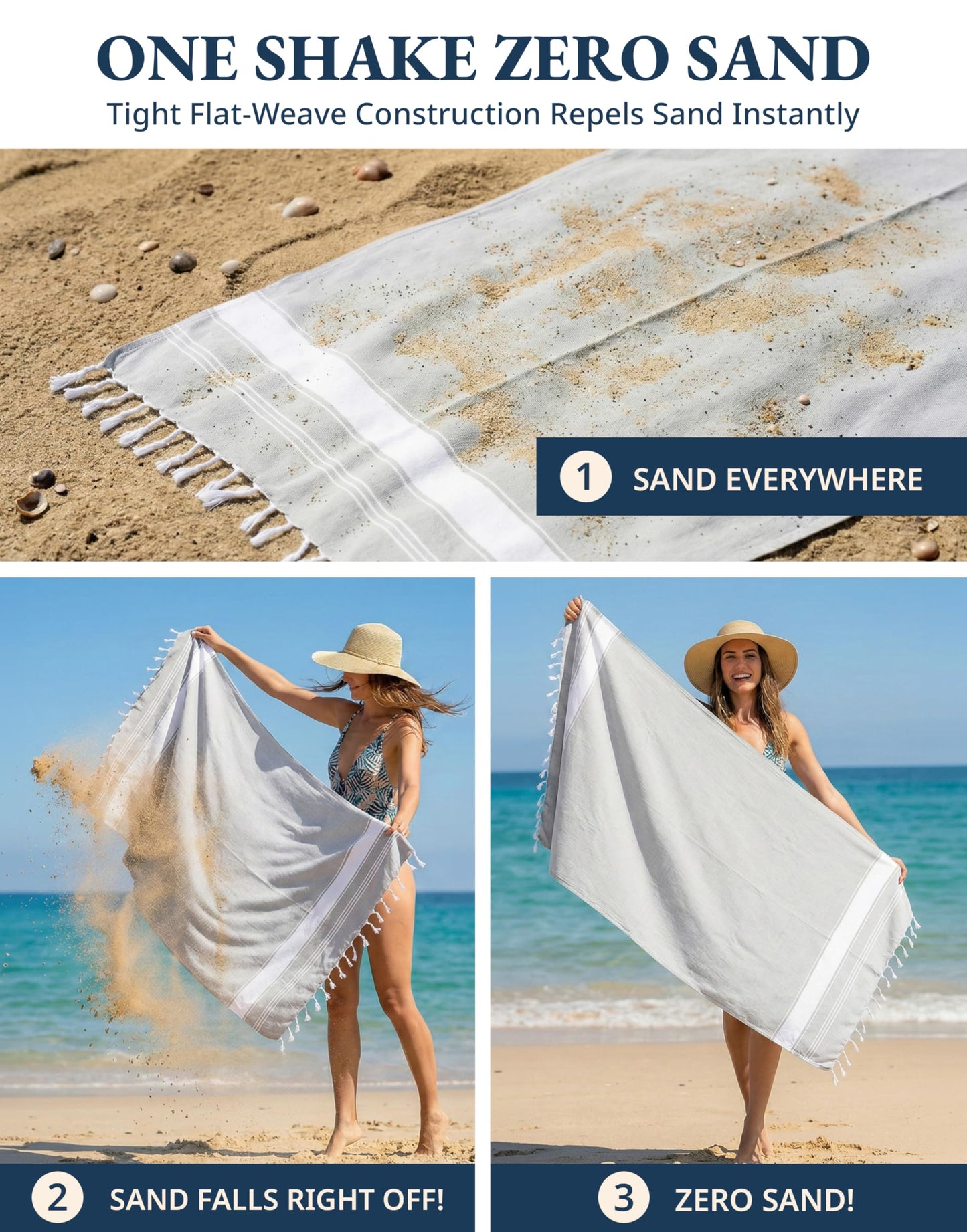 LANE LINEN Extra Large Beach Towel, 2 Pack Beach Towels Oversized, Pre-Washed, No Shrink, Quick Dry Pool Towels, Stylish Light Beach Towel For Women