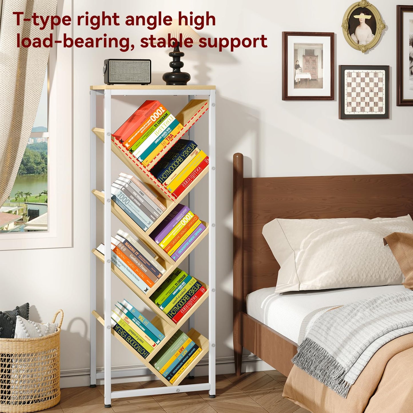IBUYKE 9 Tier Tree Bookshelf with Top Shelf,Natural TBC002N