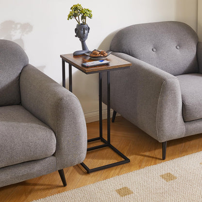 Aibiju Set of 2 C-Shaped Side Table， Sofa End Table, Laptop Coffee Snack Table，Industrial, for Living Room, Bedroom