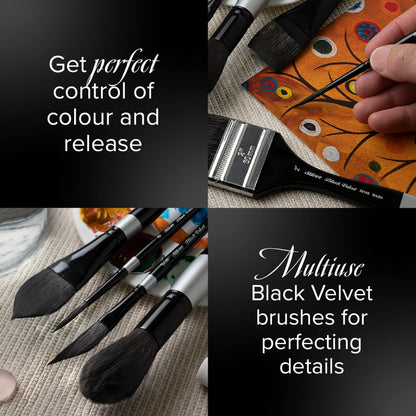 Silver Brush Limited 3000S14 Black Velvet Round Brush for Watercolour, Size 14, Short Handle