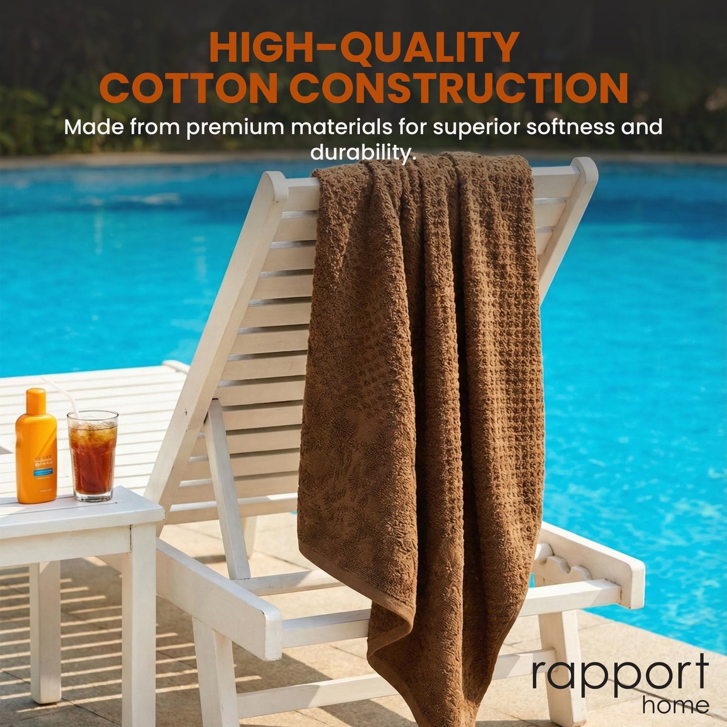 Rapport Home Versailles Jacquard Bath Sheets 2 Pack - Mushroom Latte 90x140cm | Luxurious 500GSM 100% Cotton
