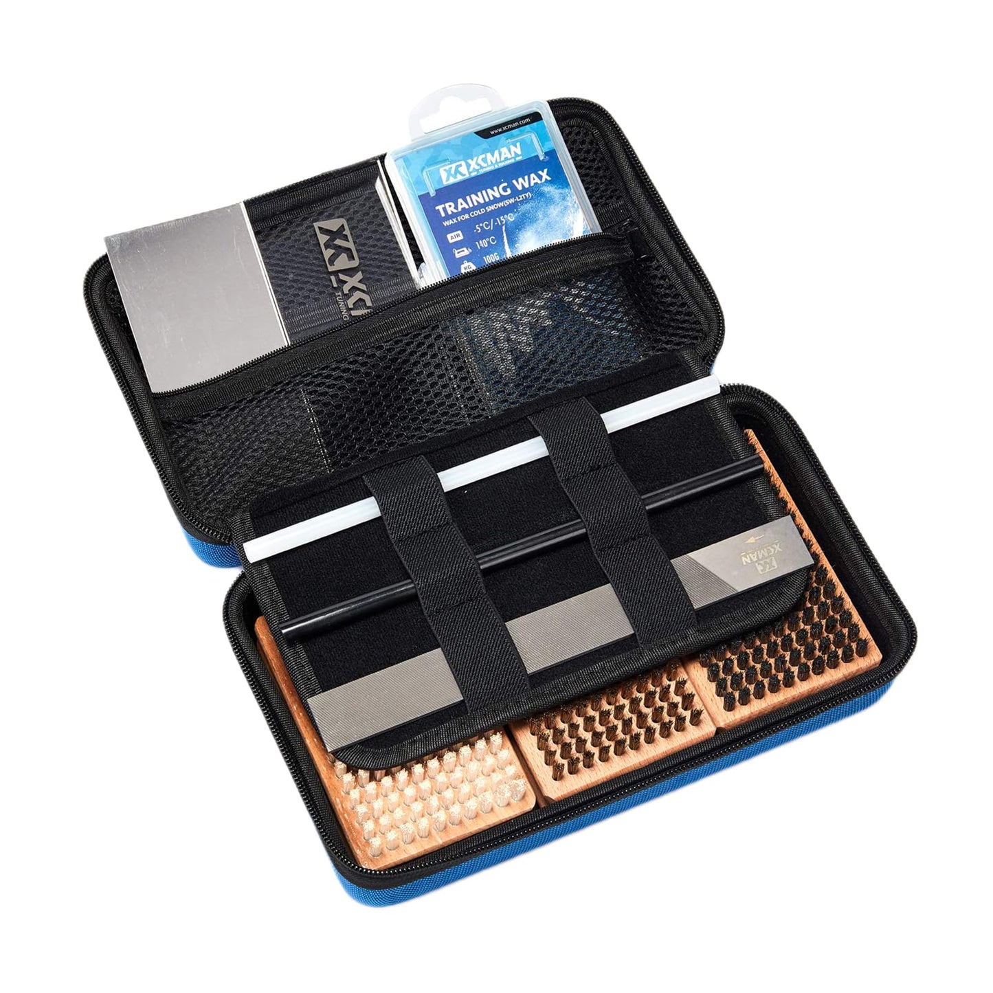XCMAN Ski Snowboard Waxing Tuning Complete Brush Kit - Nylon,Brass,Horsehair Brush Metal Scraper Wax Scraper and Ptex, Flate File