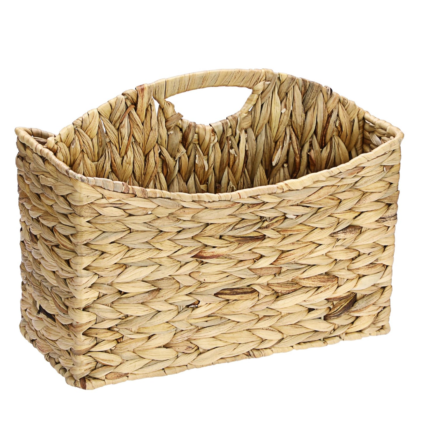 BSTKEY Divided Magazine File Basket with Handle, Natural Water Hyacinth