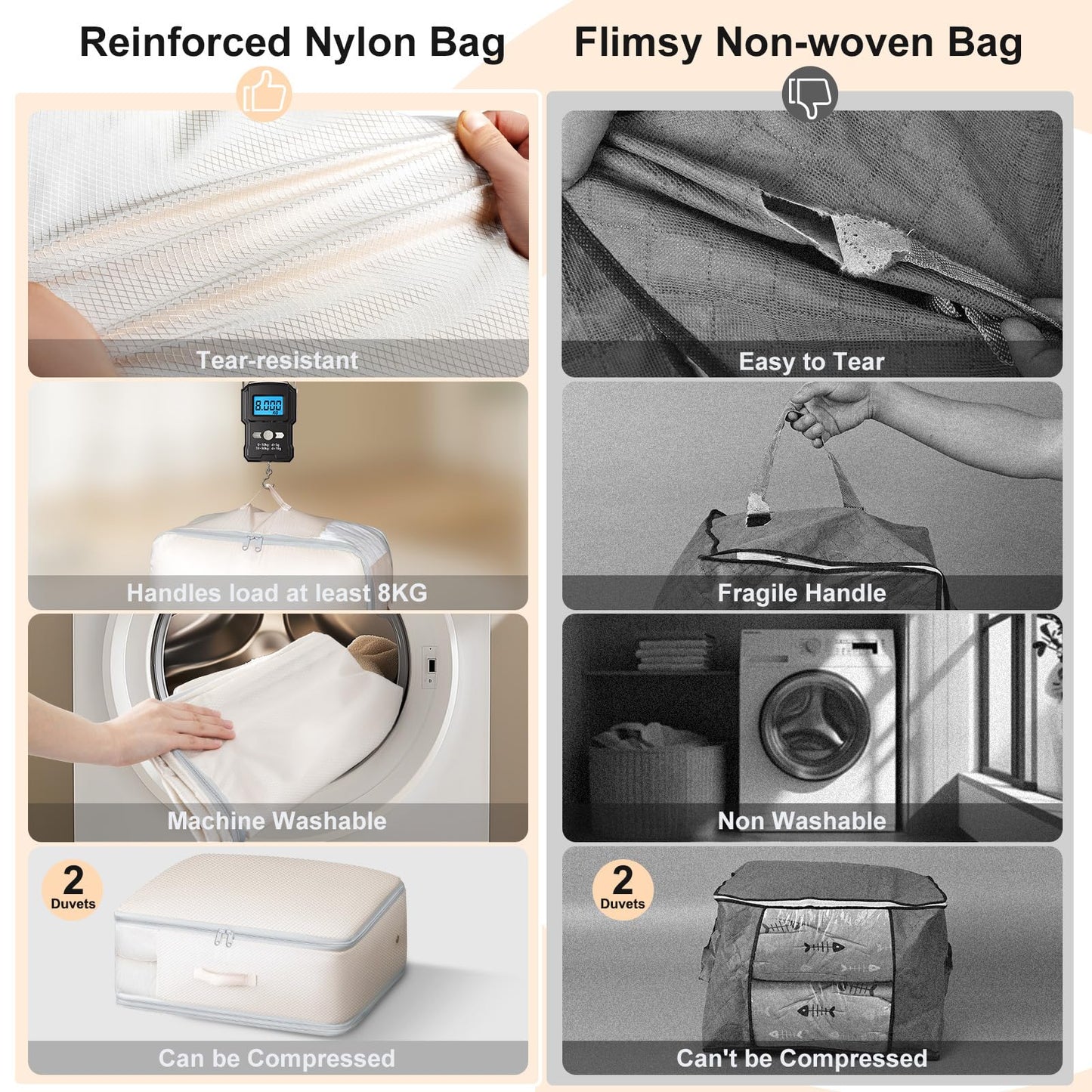 DIMJ 3Layer Space Saver Bags - Ultra Compression Storage Bags for Duvet, Blanket, Compress 110L to 66L
