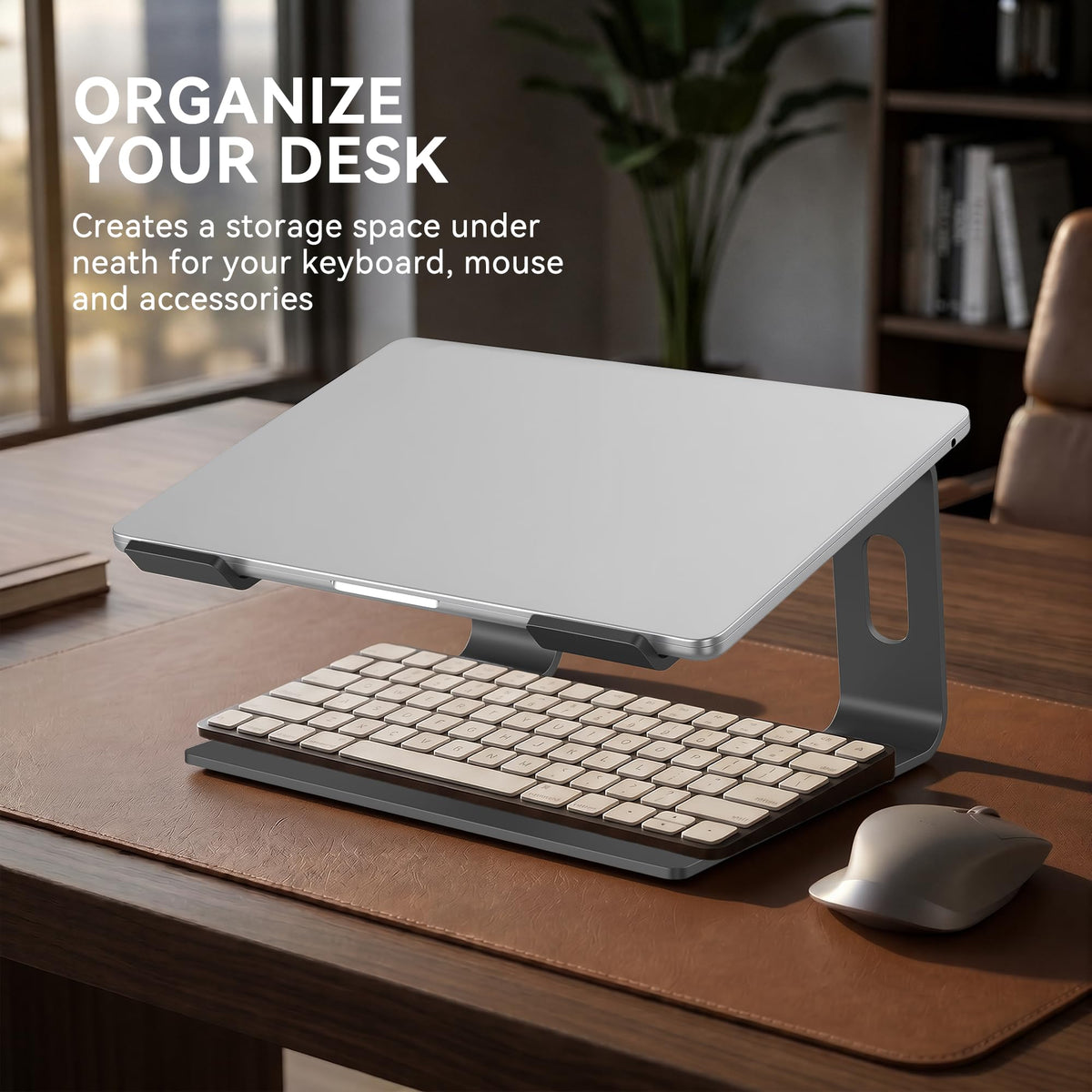SOUNDANCE Laptop Stand, Aluminum Ergonomic Desk Riser, 10-15.6",Gray
