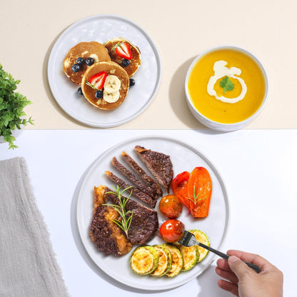 Homikit Dinner Sets for 6 People, 18-Piece Reactive Glaze Plates and Bowls Set, Elegant Dinnerware Stoneware for Kitchen, Healthy & Scratch Resistant,