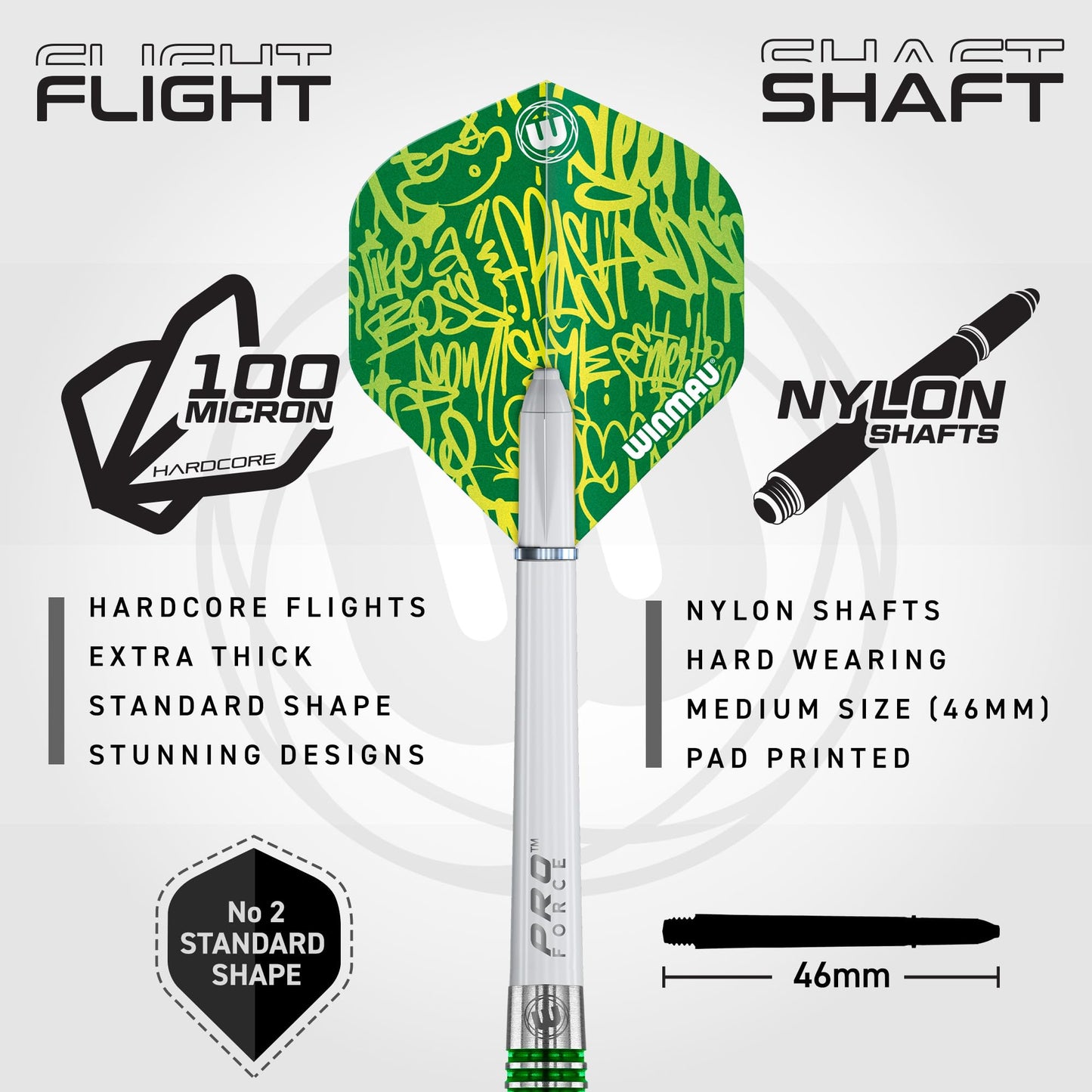 WINMAU Advance 500 Series Tungsten Green 24 Gram Steeltip Darts Set with Flights and Shafts (Stems)