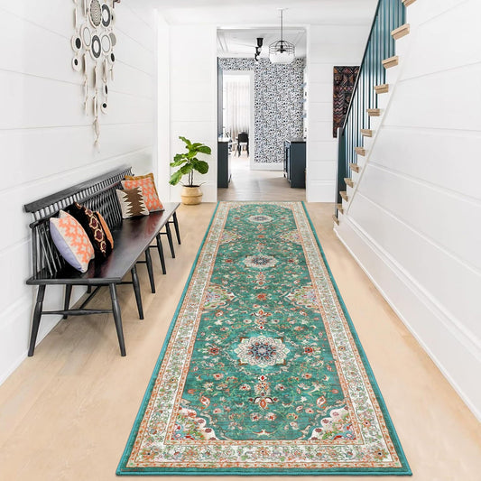 Enyhom Extra Long Runner Rugs for Hallway, Vintage Kitchen Carpets Non Slip Washable Floor Runner Carpet for Stair Shaggy Soft Laundry Room Area Rugs