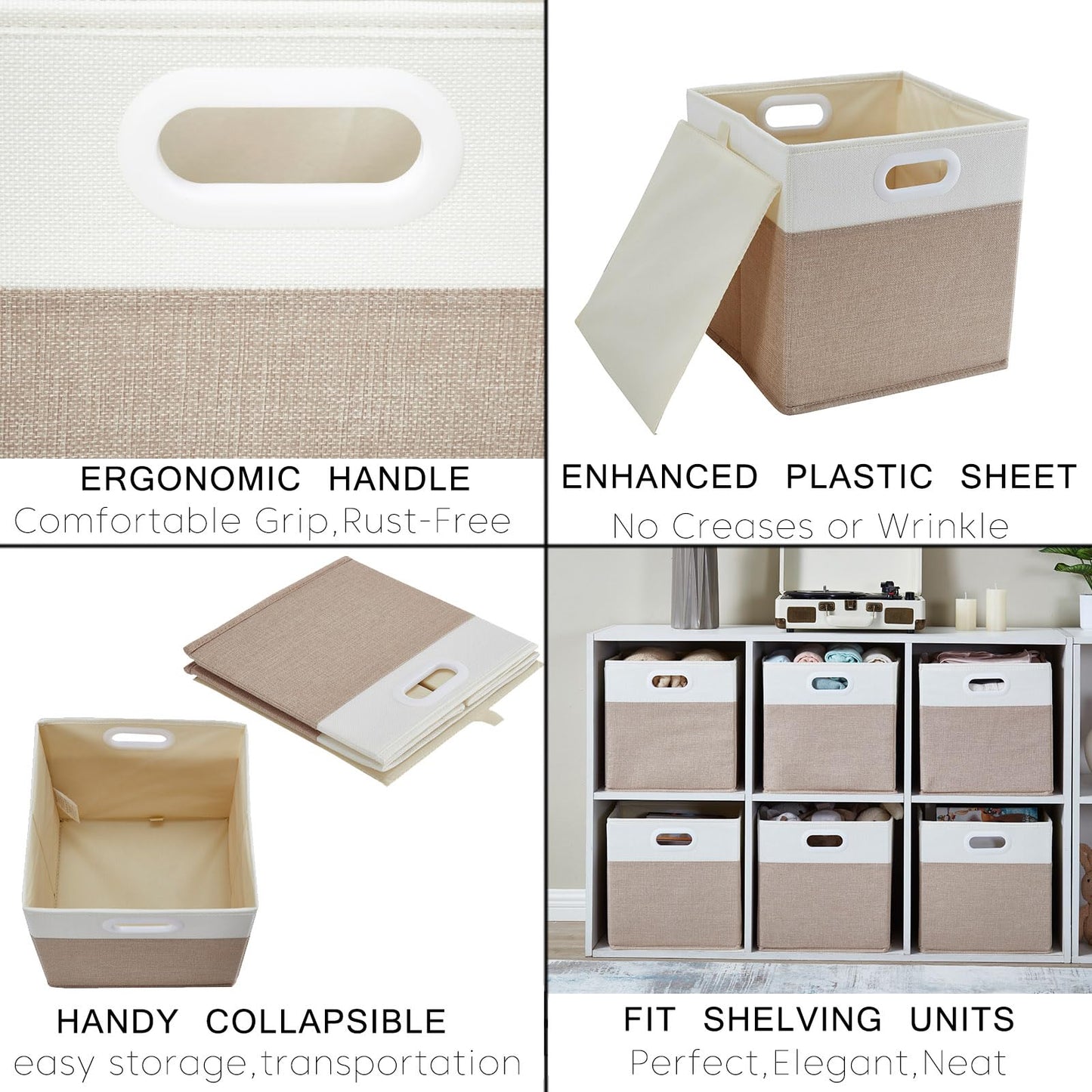 Mangata Cube Storage Box 25x25x25cm, Light Khaki Cream White, 1Pc