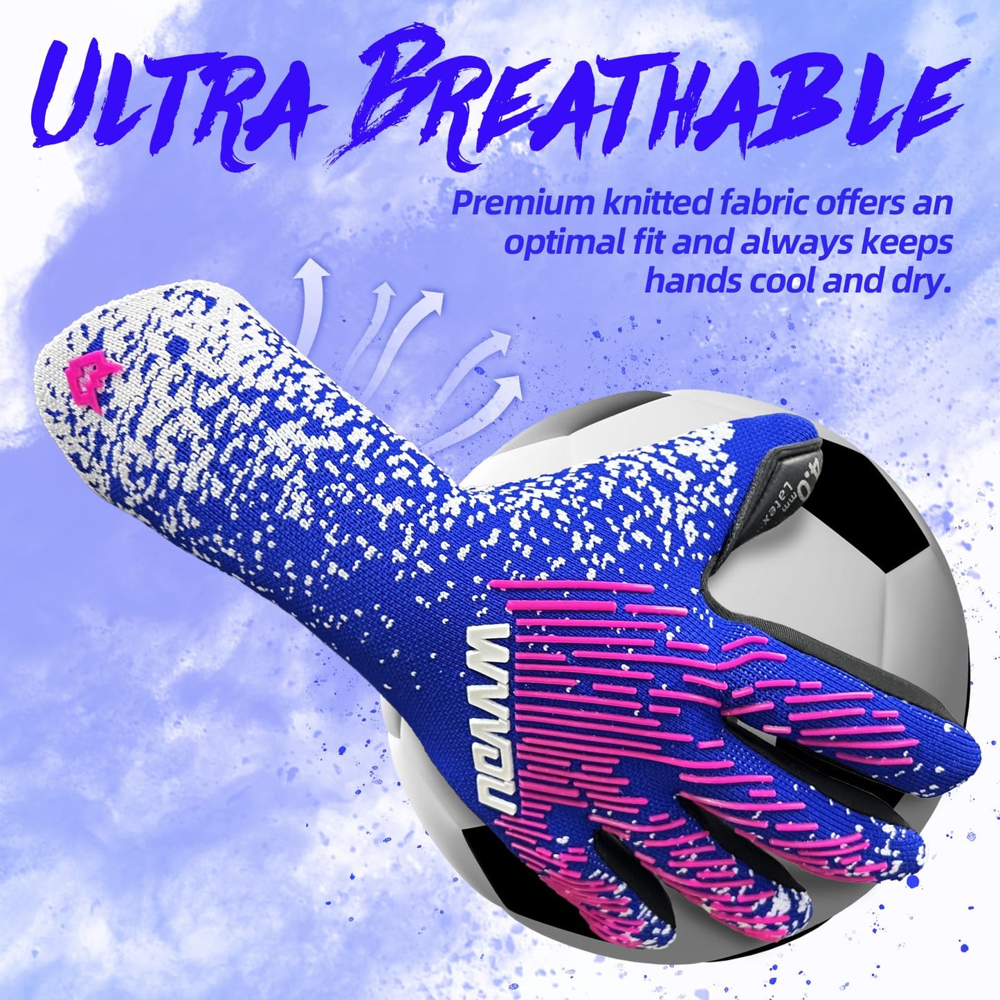 WVVOU Football Goalkeeper Gloves, Soccer Goalie Gloves Youth Adults, High Performance Goalkeeper Gloves, Breathable Soccer Gloves, 4+3mm Super Grip