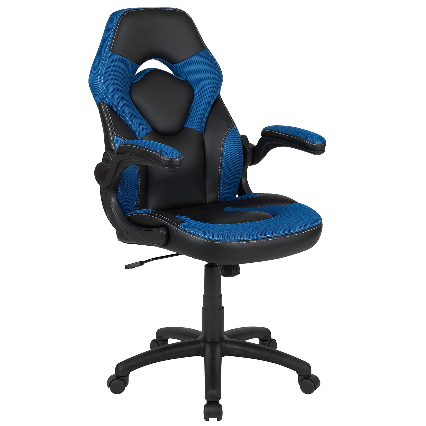 Flash Furniture X10 Gaming Chair - Ergonomic Office Chair for PC & Gaming Setups, Adjustable Gamer Chair with LeatherSoft Back Support, Blue/Black
