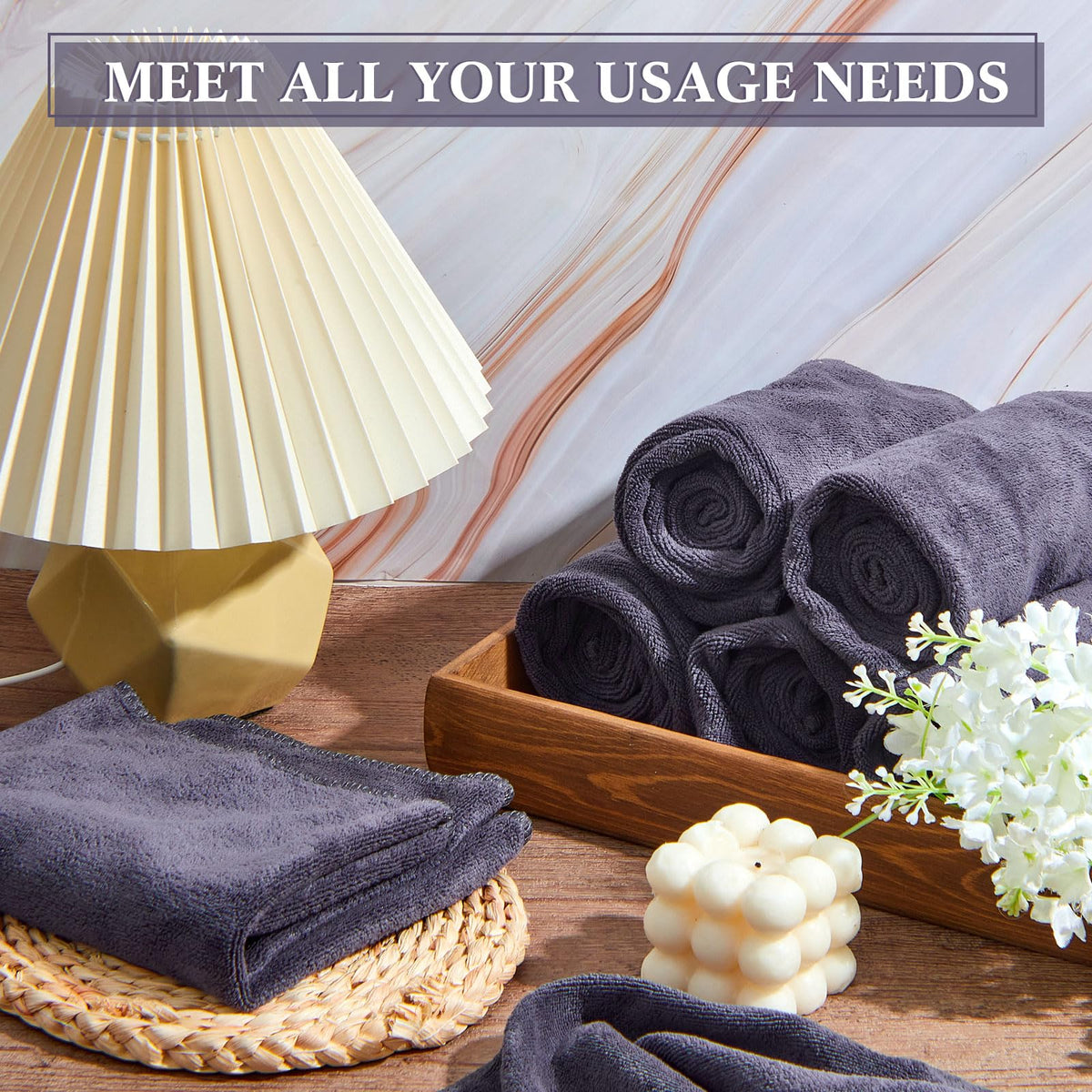 Tatuo 24 Pcs Drying Microfibre Hair Salon Towels 34 x 70 cm Quick Dry Absorbent Hand Towels for Bathroom Soft Hairdressing Cloths for Face Bath Gym