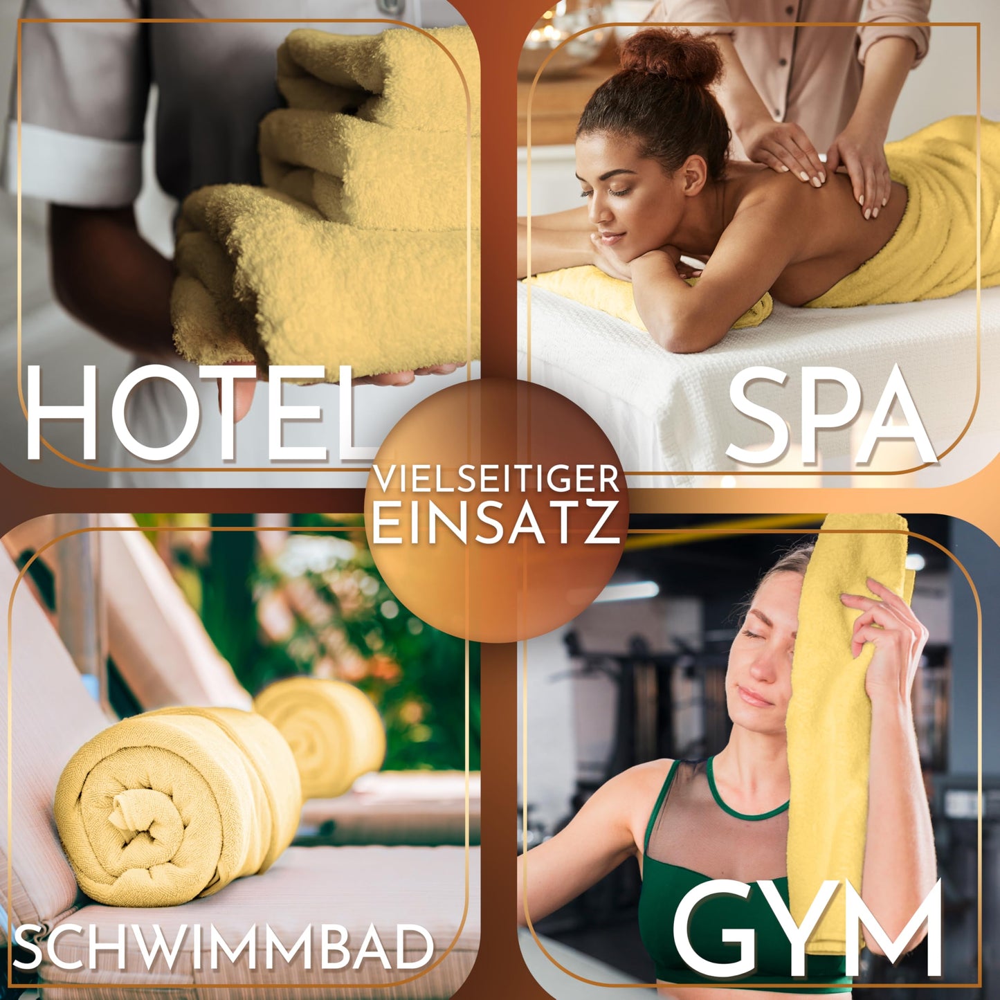 NatureMark Pack of 2 Sauna Towels/Bath Towels - Premium Quality 80 x 200 cm - Sauna Towel 100% Cotton - Colour: Yellow