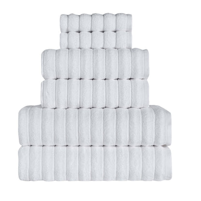 BERIBO Cloud Turkish Towels 100% Cotton - Set of 6-620gsm Alpine White