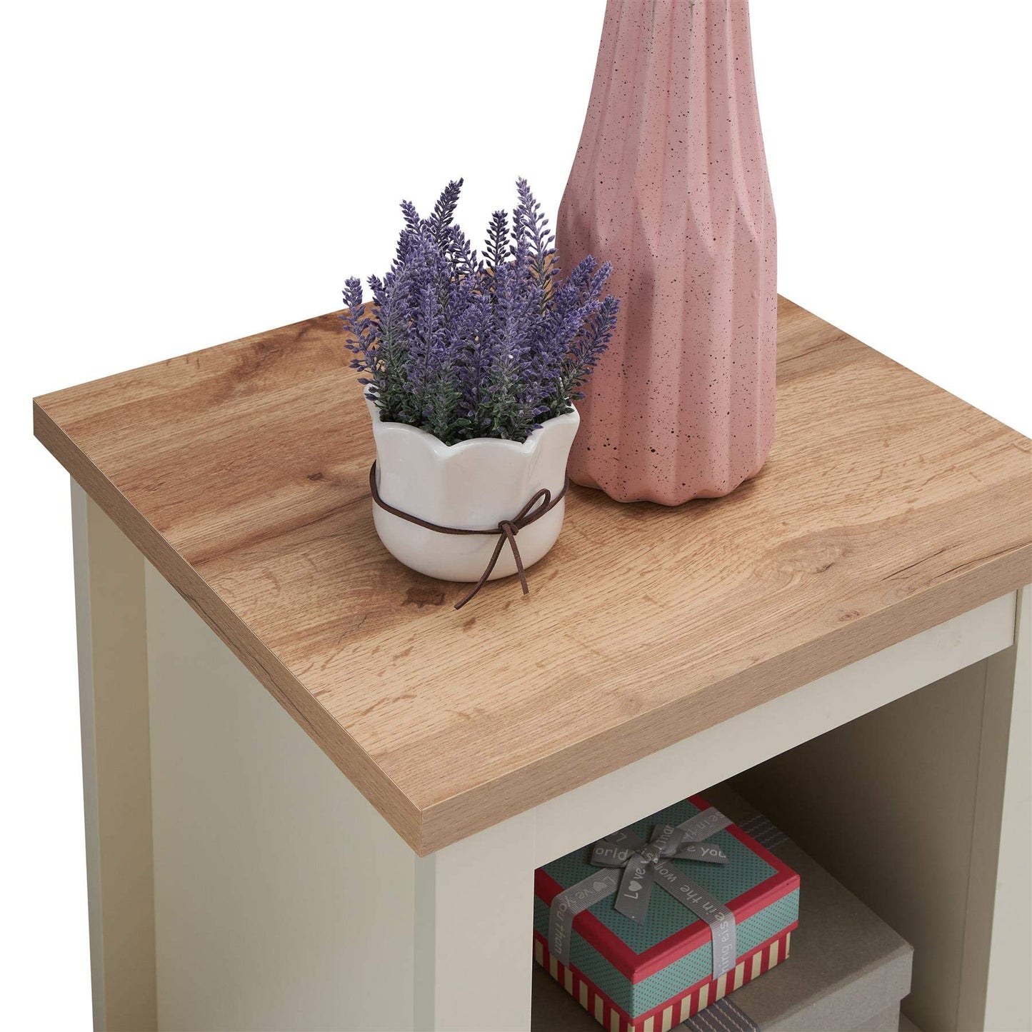 Timber Art Design UK Lisbon Bedside Lamp Table Cabinet Storage Unit Nightstand Table Modern Furniture for Living Room, Bedroom, Hallway, Cream