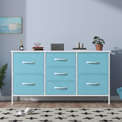 GoaHi Chest of Drawers, Small Dressers with Metal Frame and MDF Wooden Top Board, Adjustable Feet, Anti-Tip Safety