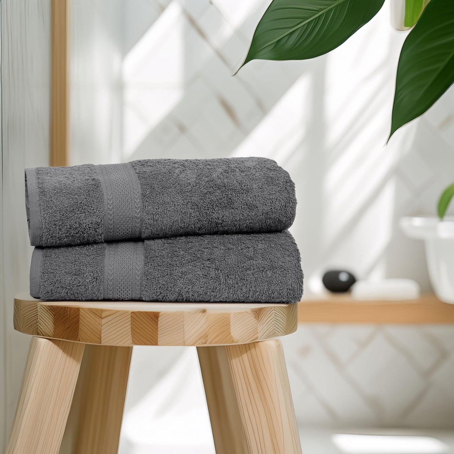 TEXCRAFT Bath Towel Set, Cotton Terry Towels for Bathroom, Quick Dry, Lightweight, Highly Absorbent, Soft Feel, 24 x 48 Pack of 6 for Shower, Pool