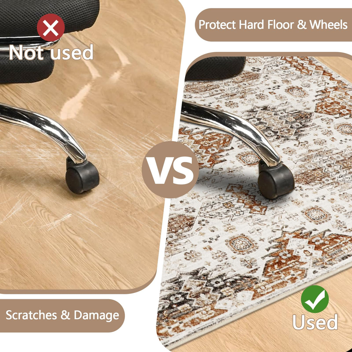 Office Chair Mat for Hardwood Floor 90x120 cm Non Slip Desk Mat for Rolling Chair