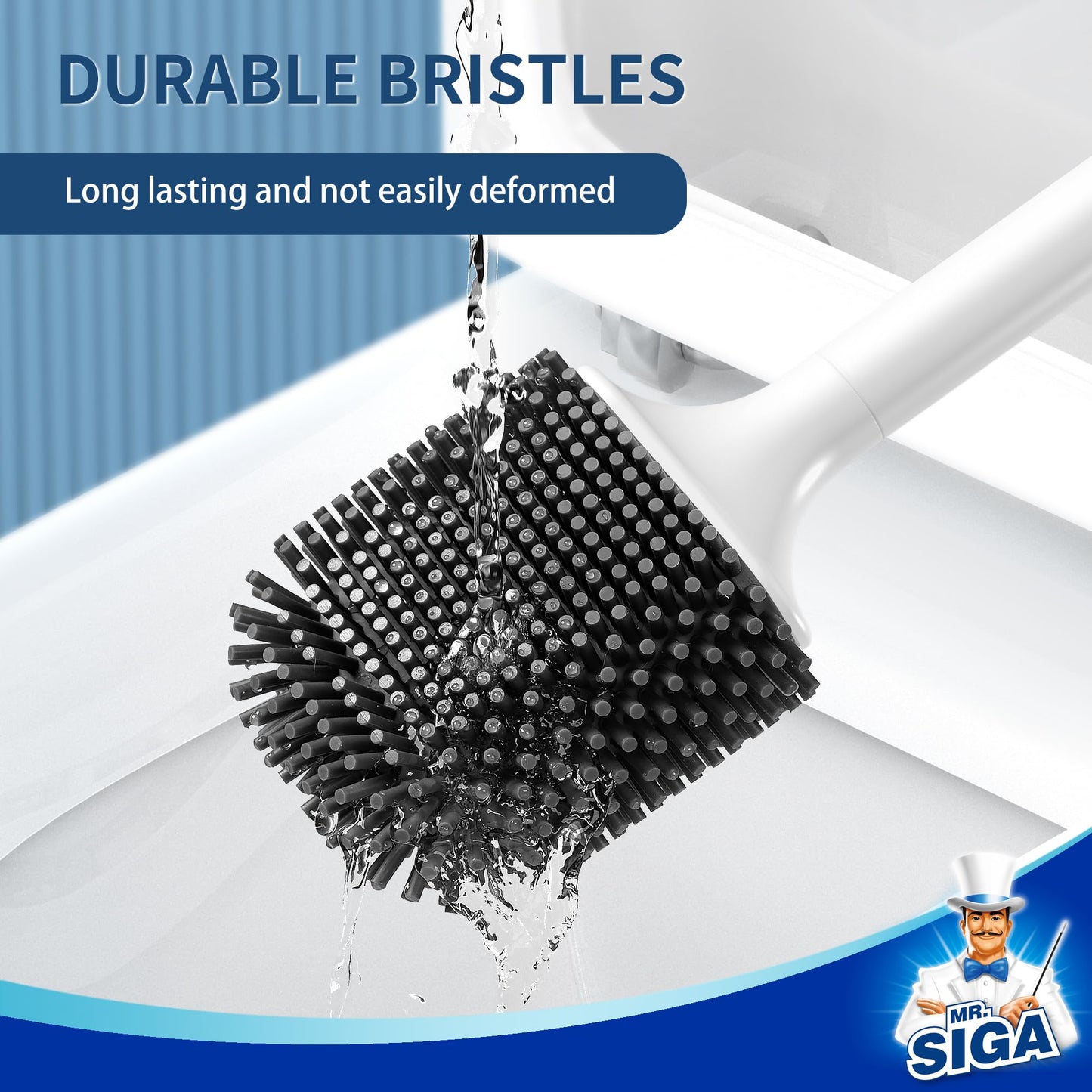 MR.SIGA Toilet Bowl Brush and Holder, Toilet Brush with Durable and Flexible TPR Bristles, Wall Mounted Toilet Brush Cleaner for Bathroom Cleaning