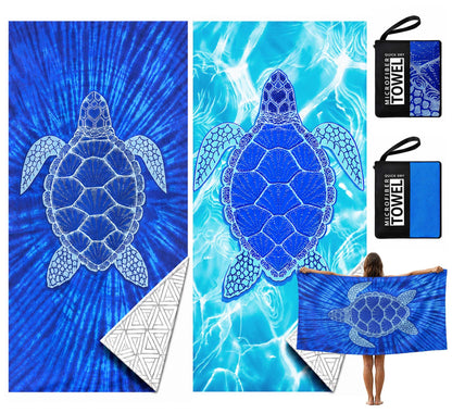 KUIYU 2PCS Microfiber Beach Towels 180x90cm Extra Large