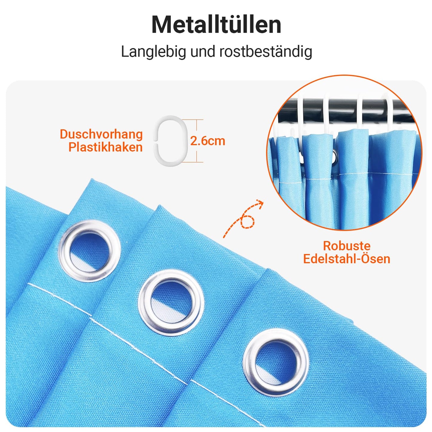 Lerores Shower Curtain 220 x 180 cm, Gravel Desert Anti-Mould Textile, Weighted Hem, Water-Repellent