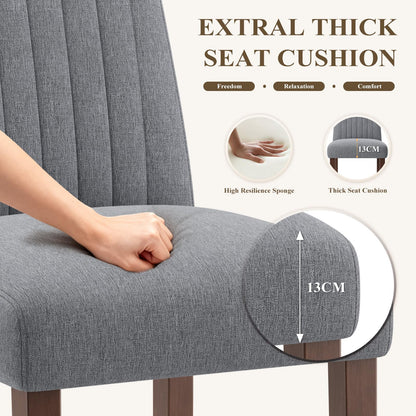 COLAMY Dining Chairs Set of 2 with Thick Seat Cushion, Fabric Chairs for Dining Room with Wood Legs and Ergonomic High Back