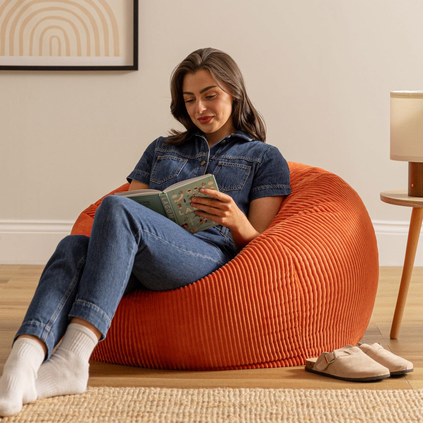 icon Kingston Cord Bean Bag with Filling Included, Set of 2, Orange
