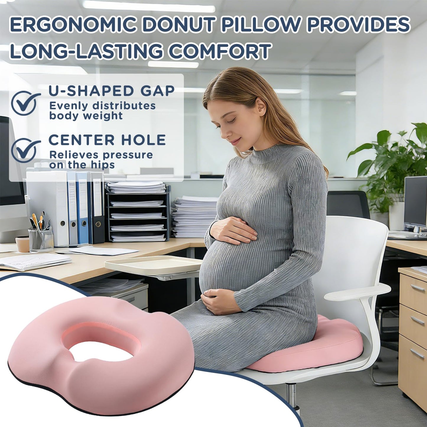 Donut Pillow Seat Cushion for Hemorrhoids, Coccyx Cushion for Pain Relief
